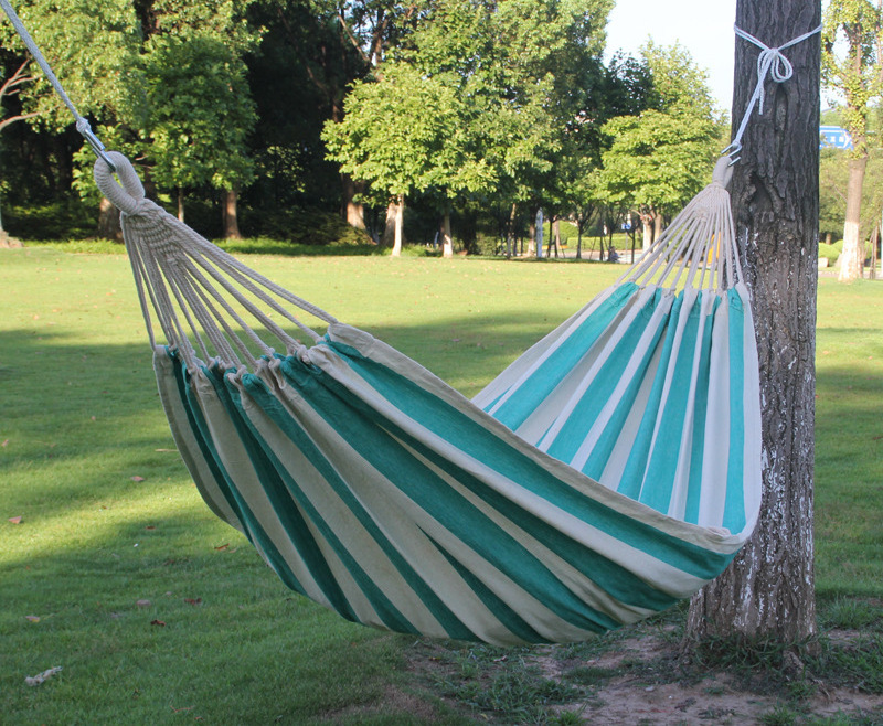 Outdoor High Quality Beach Hammock Two Person Extra Large Soft Canvas Cotton Fabric Hammock With Carrying Bag