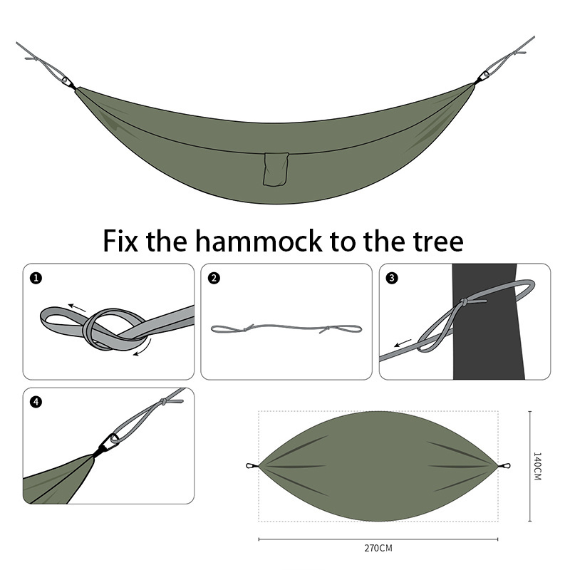 Wholesale Parachute Cloth Nylon Leisure Folding Swing Hammock Outdoor Portable Hammock Swing