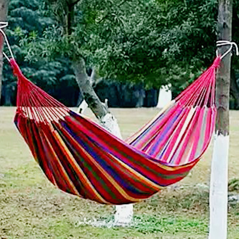 Outdoor anti rollover canvas hammock Curved stick duck bill hammock Dormitory swing hammock