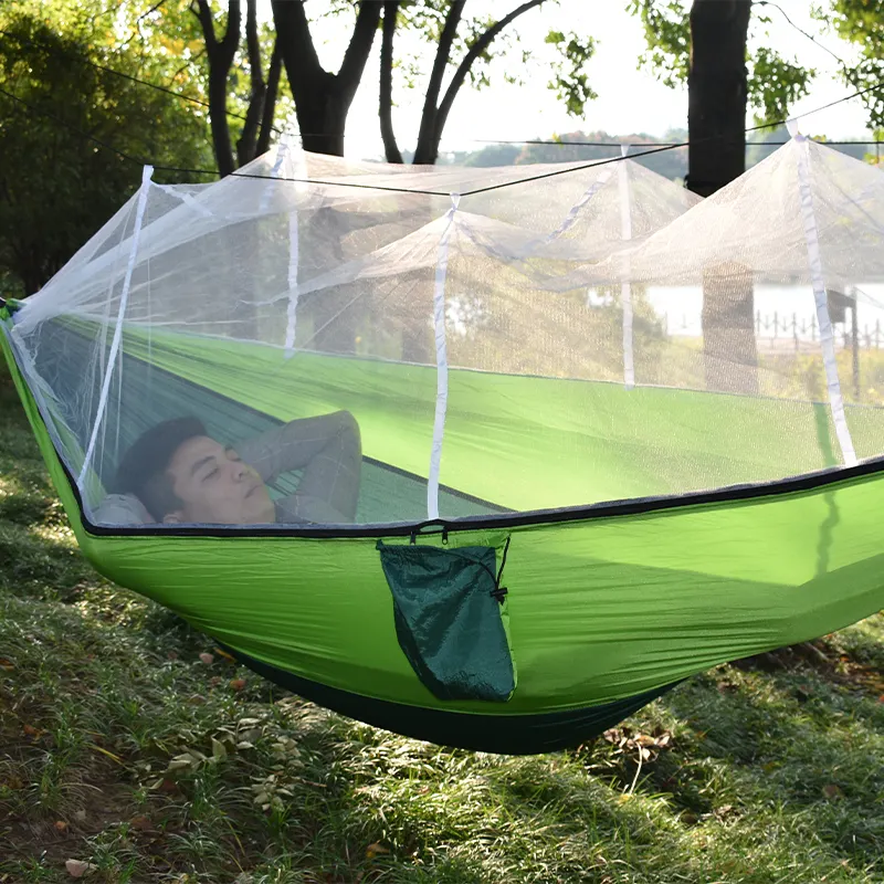 Wholesale 210t Nylon Parachute Camping Hammock With Mosquito Net For Traveling