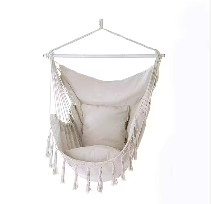 New Macrame Boho Indoor Hanging Hammock Swing Chair Bedroom Hanging Swing Chair With Bead Tassel