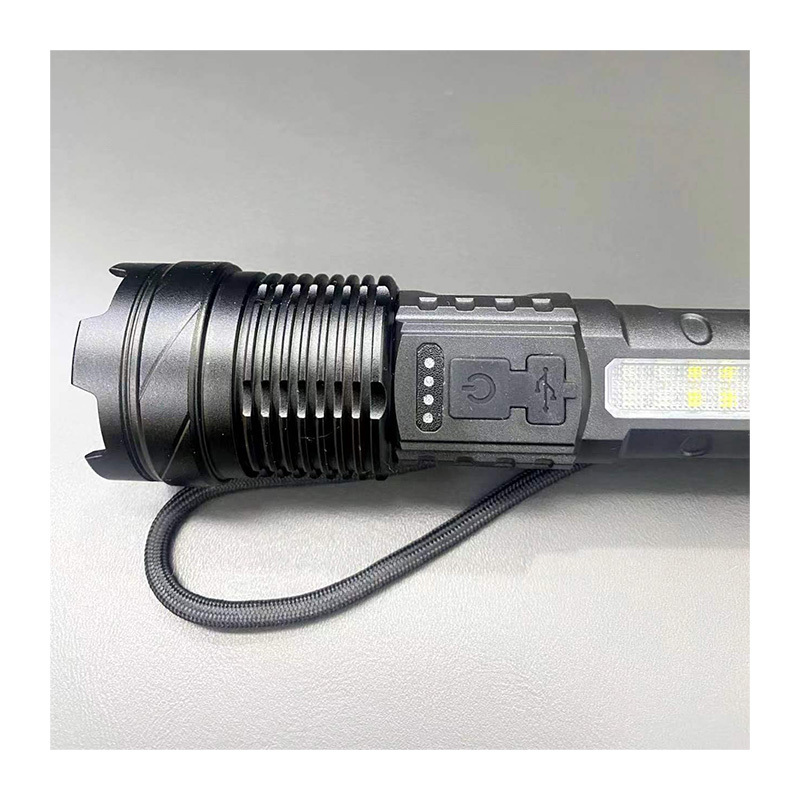 Hot Sale Type-C Rechargeable Hand Torch Zoom Focus Flashlights Side Red Blue Light Flashlight