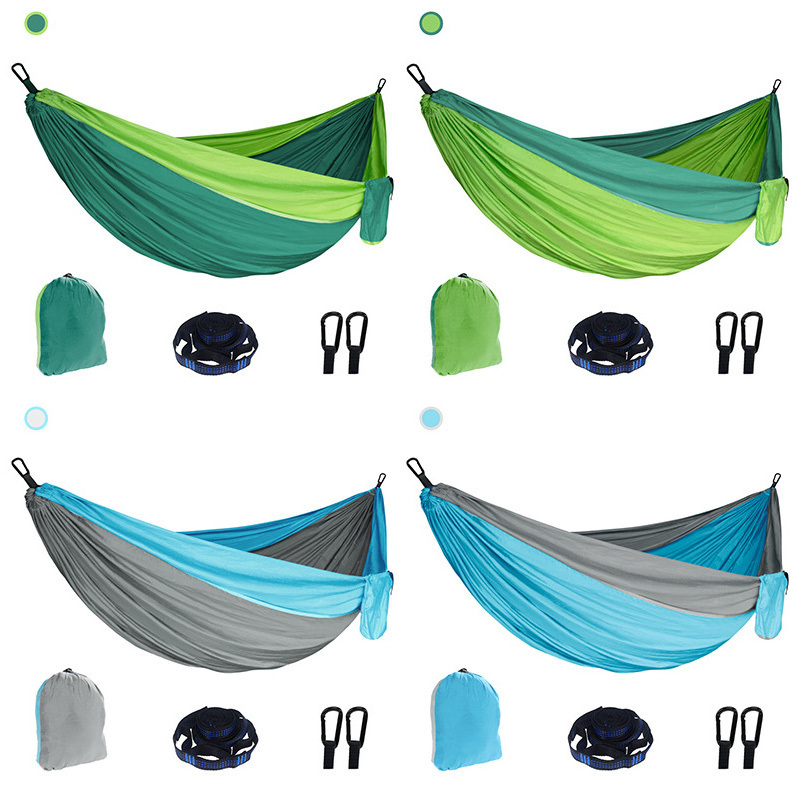 Wholesale 210T Nylon single double outdoor Portable sewing hanging Parachute Hammock Lightweight Camping Hammock