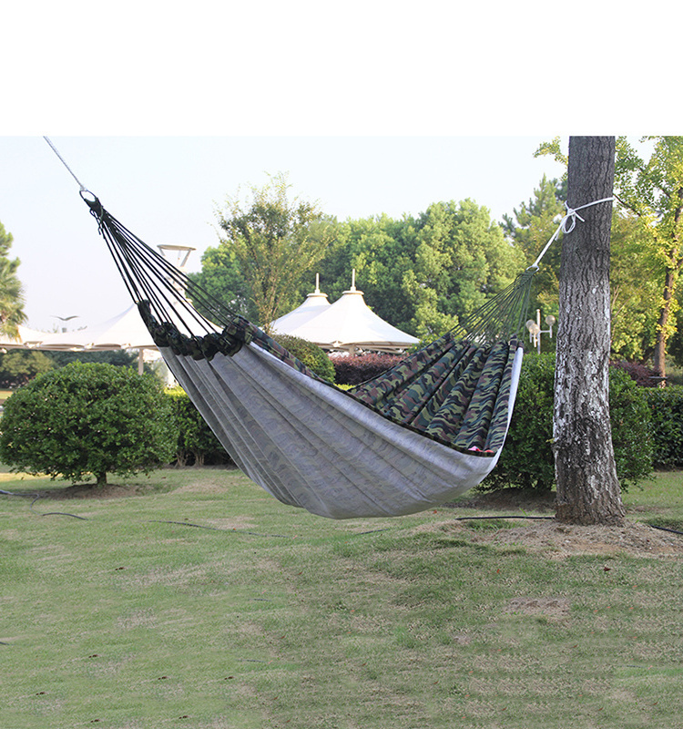 Factory Direct portable camo breathable double cotton canvas two-person outdoor camping hammock