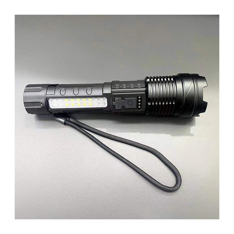 Hot Sale Type-C Rechargeable Hand Torch Zoom Focus Flashlights Side Red Blue Light Flashlight