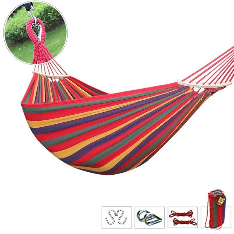 Outdoor anti rollover canvas Curved stick duck camping hammock Dormitory swing hammock