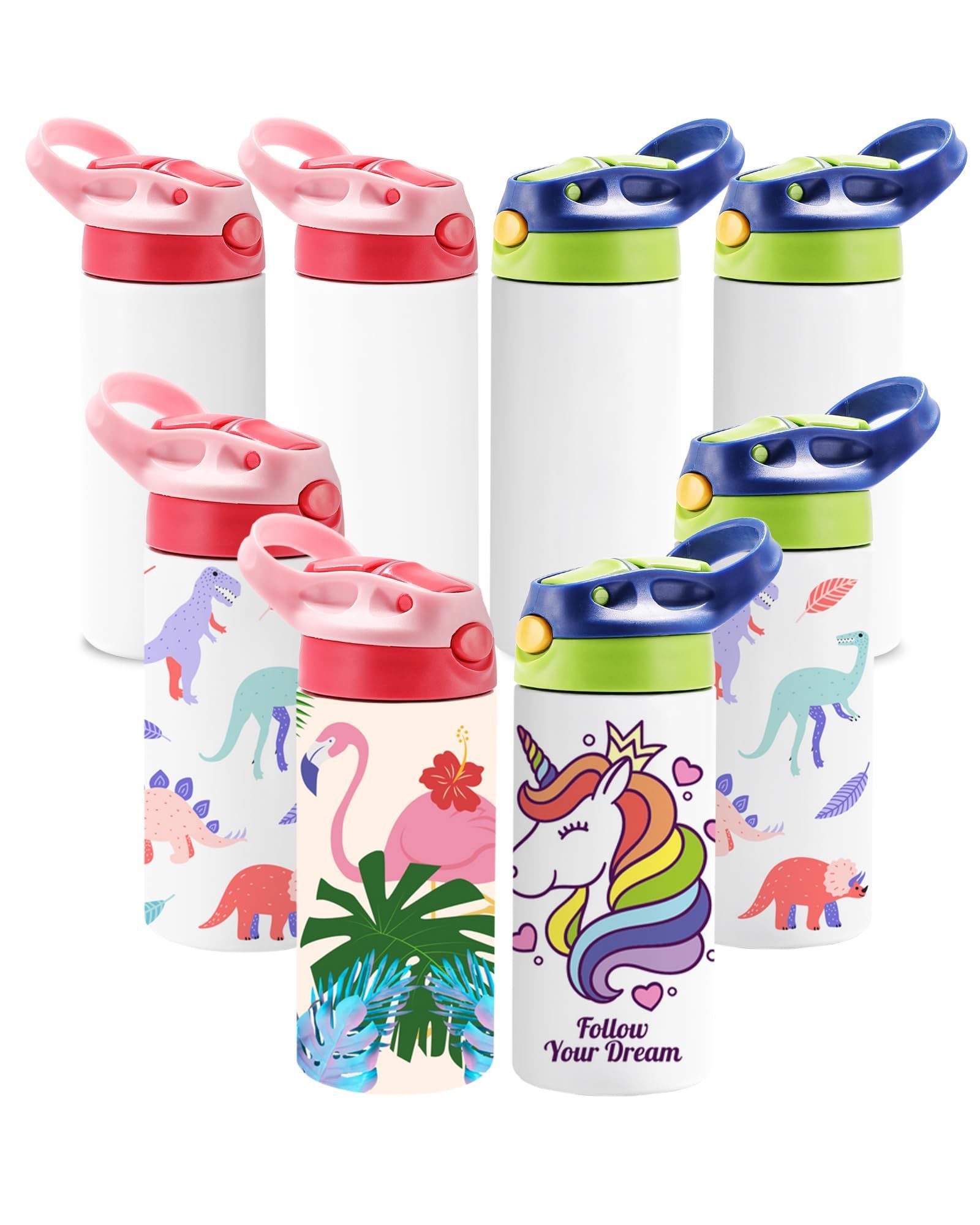 In stock 12oz Kids Sublimation Tumbler with Replacement Straw Lid One-click Pop-up Straw BPA Free