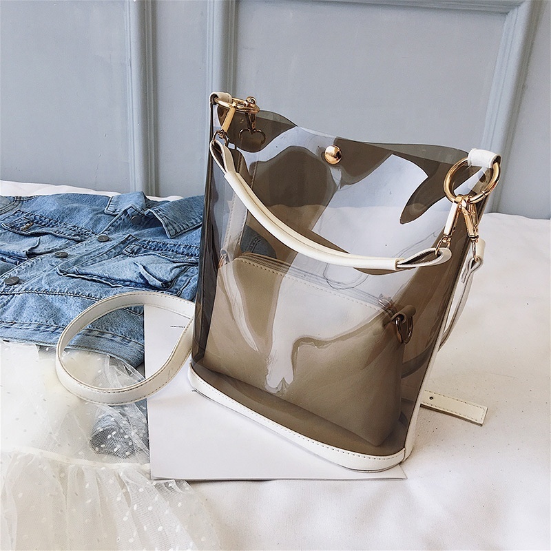 Fashion Waterproof Durable Tote Beach Single Shoulder Transparent Sling Bag Custom Clear PVC Tote Bag