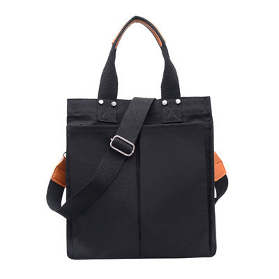 Adjustable Sling Shoulder Strap Reusable Shopping Messenger Bag Durable Canvas Cotton Tote Bag with Leather Handle