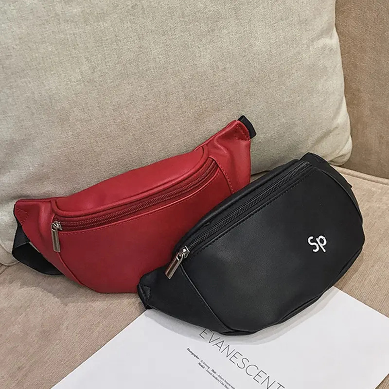 Factory Custom Logo Travel PU Leather Hip Packs Walking Waterproof PU Leather Belt Bum Bag Fanny Pack Crossbody Waist Bags