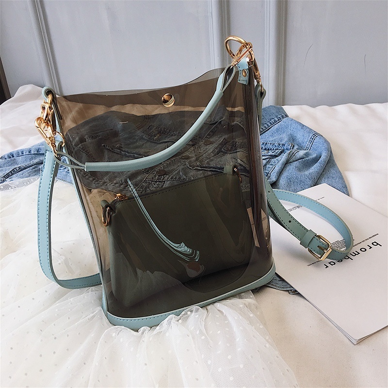 Fashion Waterproof Durable Tote Beach Single Shoulder Transparent Sling Bag Custom Clear PVC Tote Bag