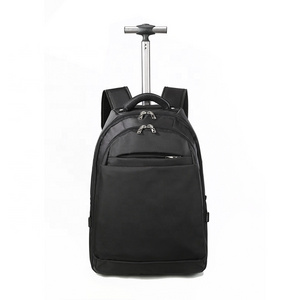 Hot new wholesale custom travel trolley bag men business laptop backpack with wheels oxford valise luggage suitcase for women