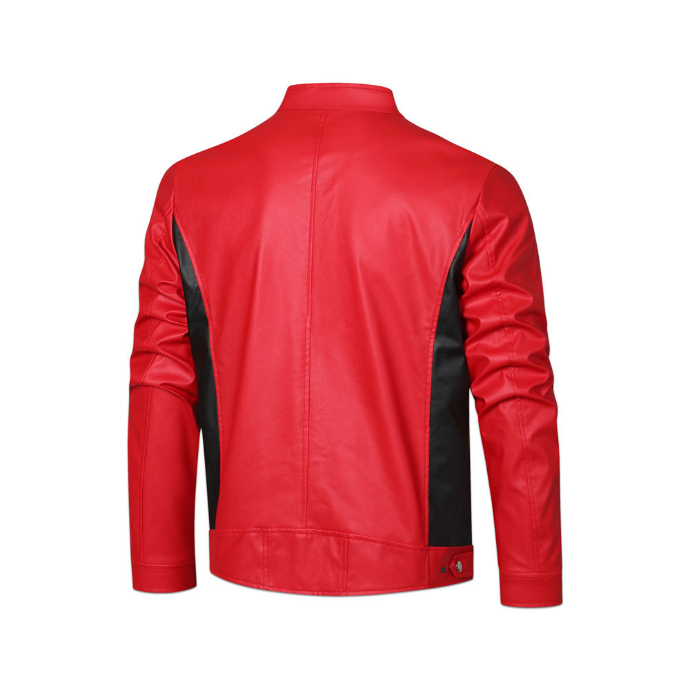 Spring and autumn new fashion windproof standing collar PU leather jacket men's motorcycle jacket outdoor casual jacket