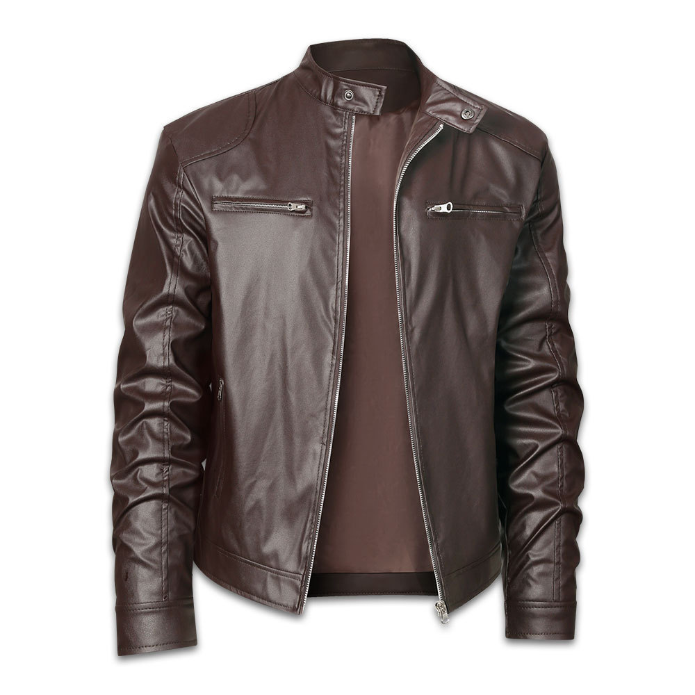 Men's windproof breathable leather jacket Men's Autumn/Winter leather jacket Classic men's motorcycle outdoor jacket