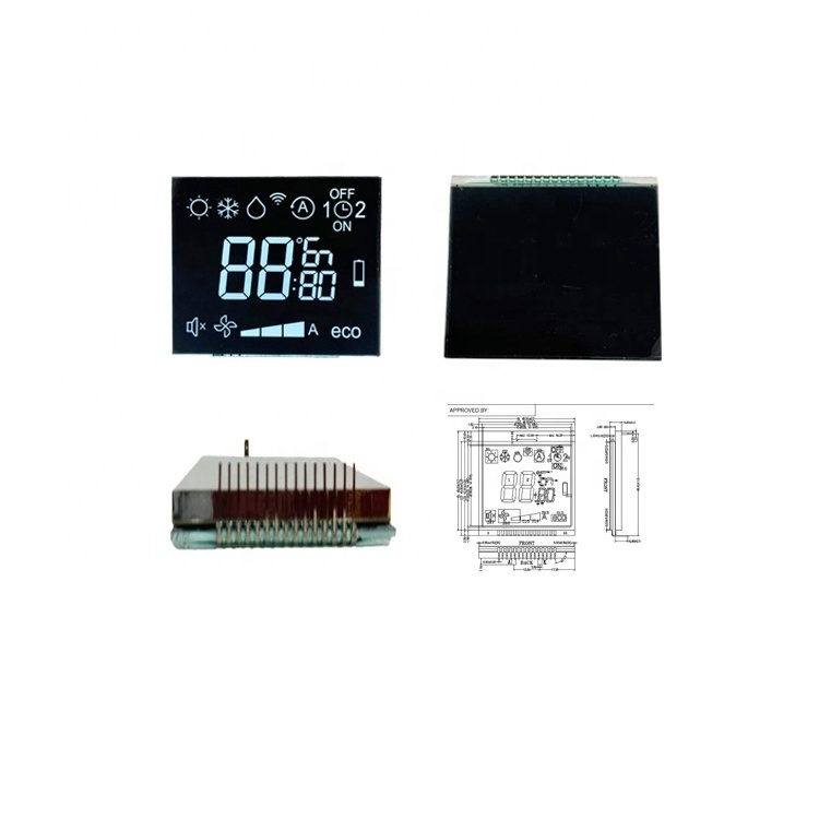 Customized size segment monochrome TN HTN FSTN Black VA Display for home appliances