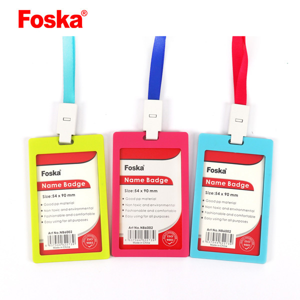 Foska Hot Sale PP Vertical Style Plastic ID Card Badge Holder employee badge Work Card holder