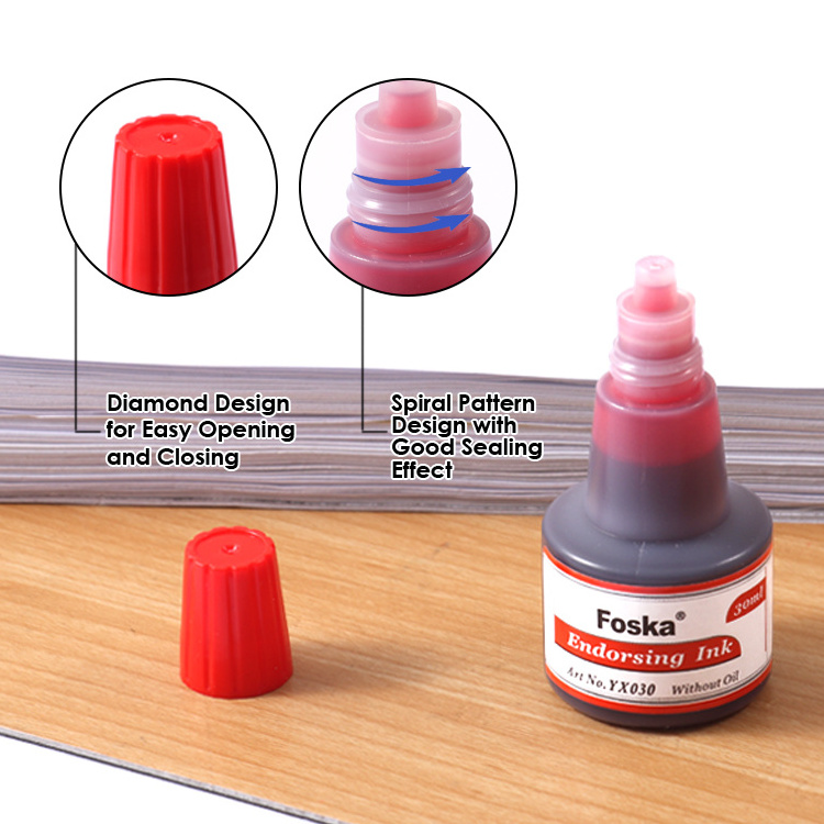 Foska Wholesales 30ml Red Purple Green Black Blue Refill Ink Bottle Packing Flash Stamp Self Inking Fabric White Flash Stamp ink