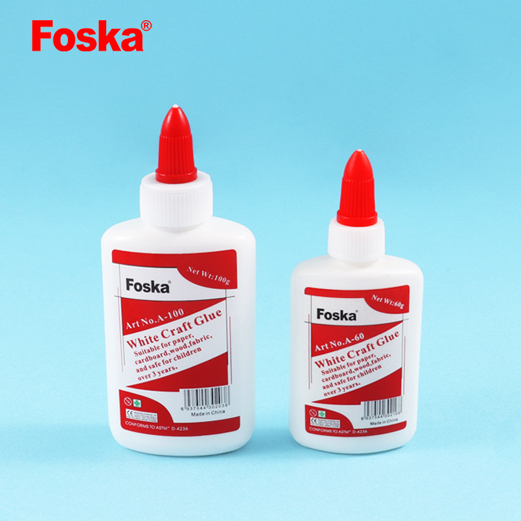 Foska High Quality 40ml 60ml 100ml 125ml 225ml 500ml Non toxic Craft white glue for paper and wood