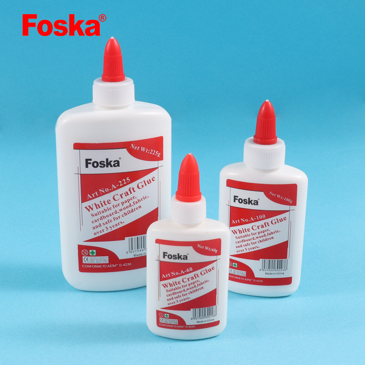 Foska High Quality 40ml 60ml 100ml 125ml 225ml 500ml Non toxic Craft white glue for wood school white liquid glue