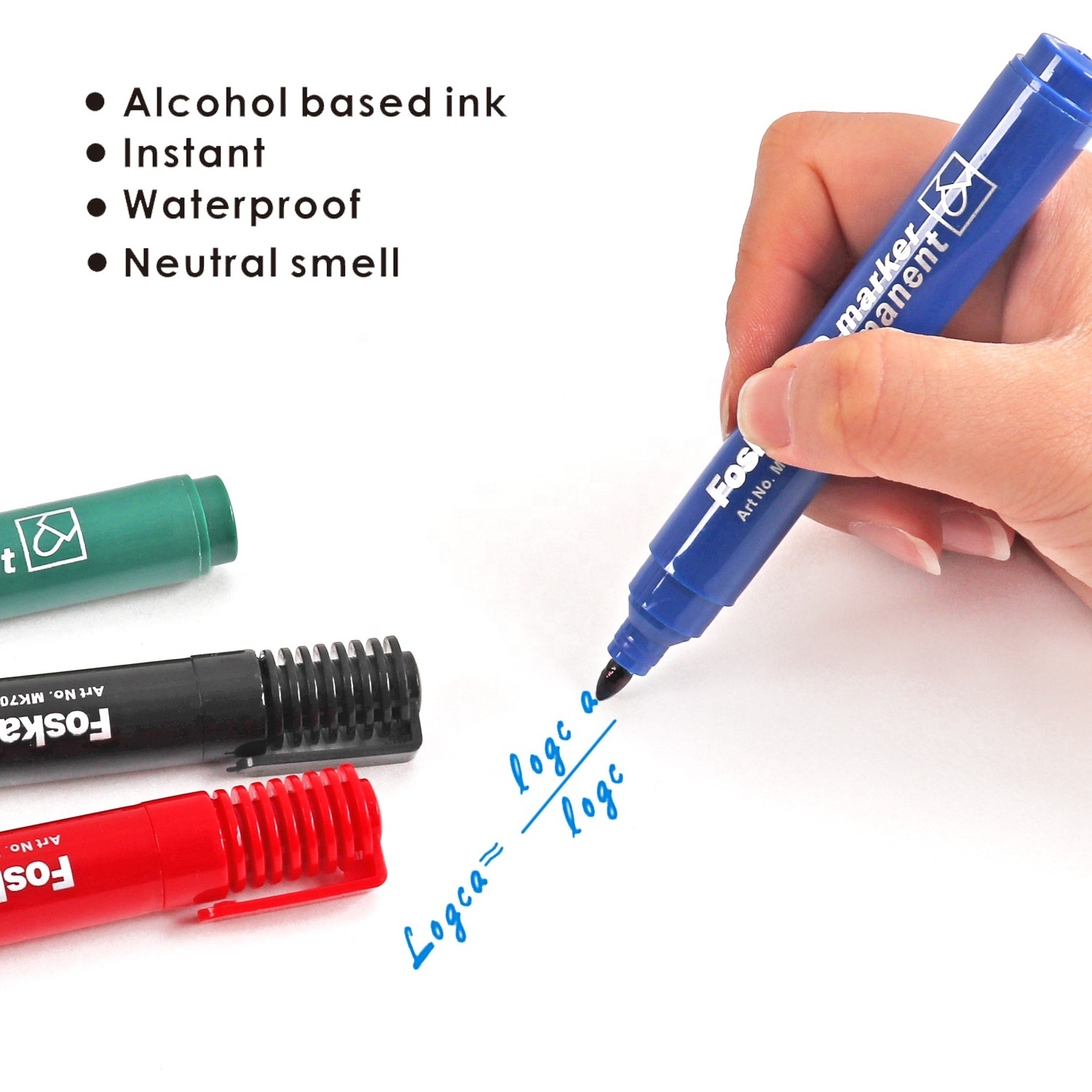 Foska Quick Drying Marker Pen Blue Green Black Red Alcohol Based Pen Marker Permanent Marker Pen 0.8