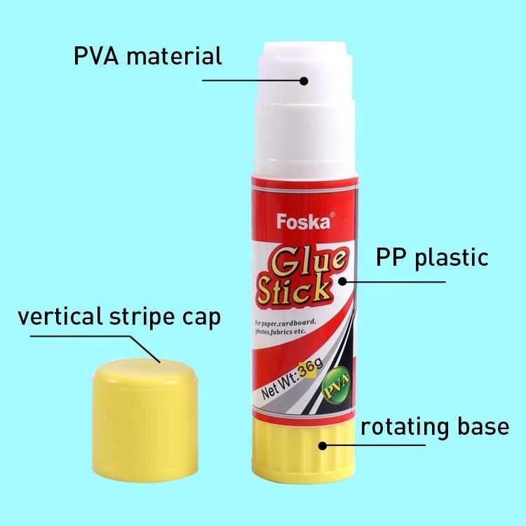 FOSKA PVA ECO Friendly Office School Non Toxic White Solid Glue Stick High Quality and Low Price Glue Stick for Kids Study