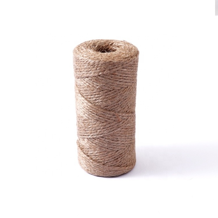 Natural Brown 2mm Gardening Jute Twine Tube Shape 164 Feet 2 Stand Jute Fiber Linen Twine Rope for Packing Material