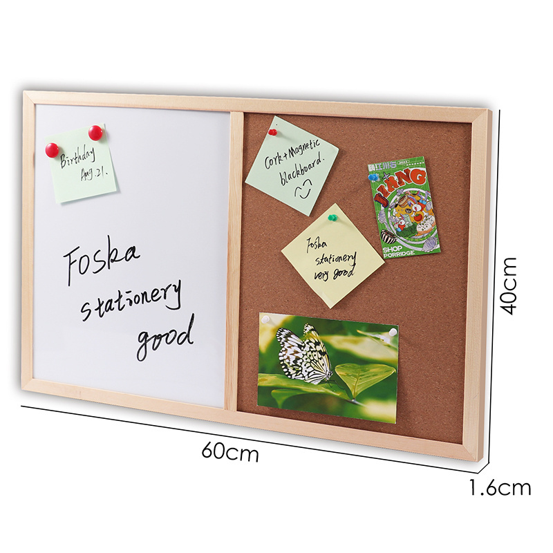 Foska School Office Wood Framed Corrugated Notice cork bulletin board School Student Magnetic Message Cork Board