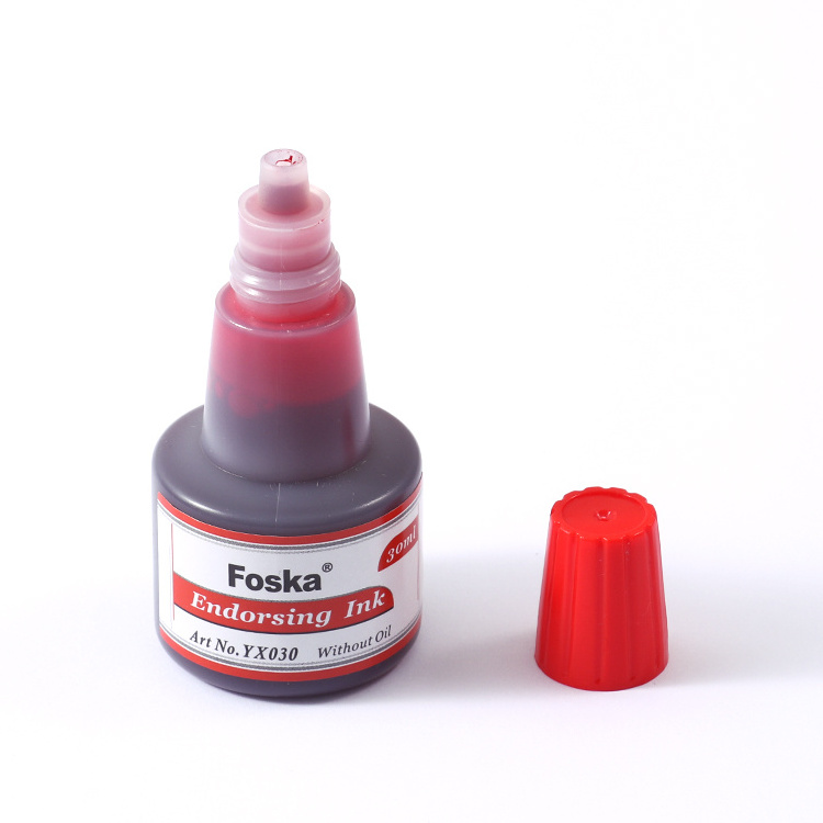 Foska Wholesales 30ml Red Purple Green Black Blue Refill Ink Bottle Packing Flash Stamp Self Inking Fabric White Flash Stamp ink