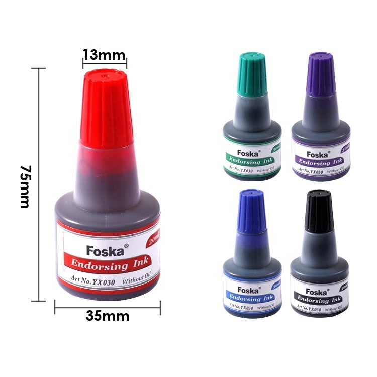 Foska Stamp Pad Ink Wholesale 30ml Bottle Office Stationery  Endorsing Ink for Refilling Stamp Pad