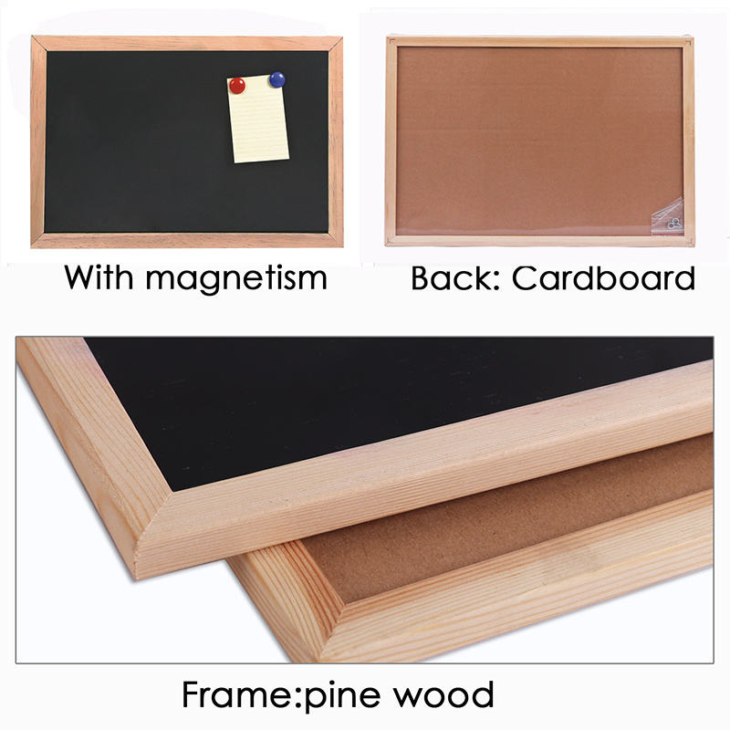 Foska Office Good Quality Wood Framed Magnetic Writing Black Board Notice Cork Board Cork Bulletin Board