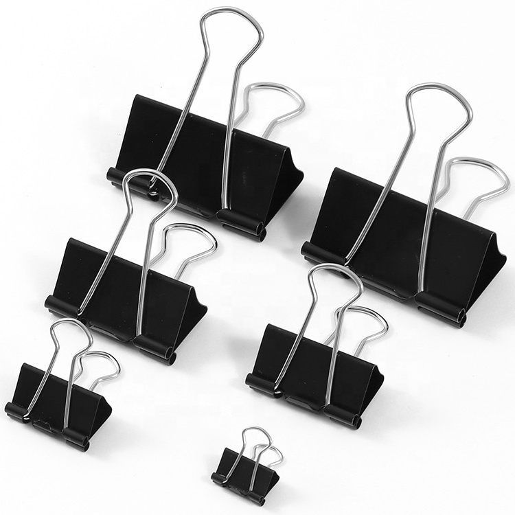 Foska Size Office Clips Black Metal  Medium Binder Clips and Paper Clips Binder Clamp for Office  Home School