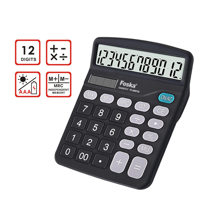 Foska hot sale 12-digit Screen Display General Purpose Dual Power Supply Office School Calculator with high quality