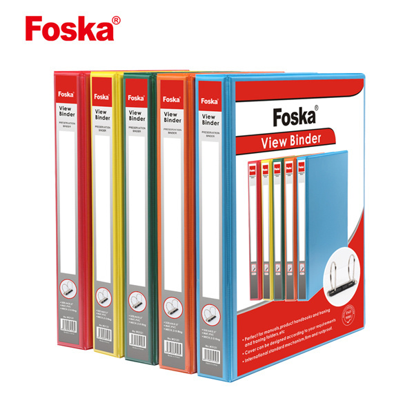 Foska Hot sale High quality  Mult-color Plastic stationery D ring PP A4 presentation binder for office & school