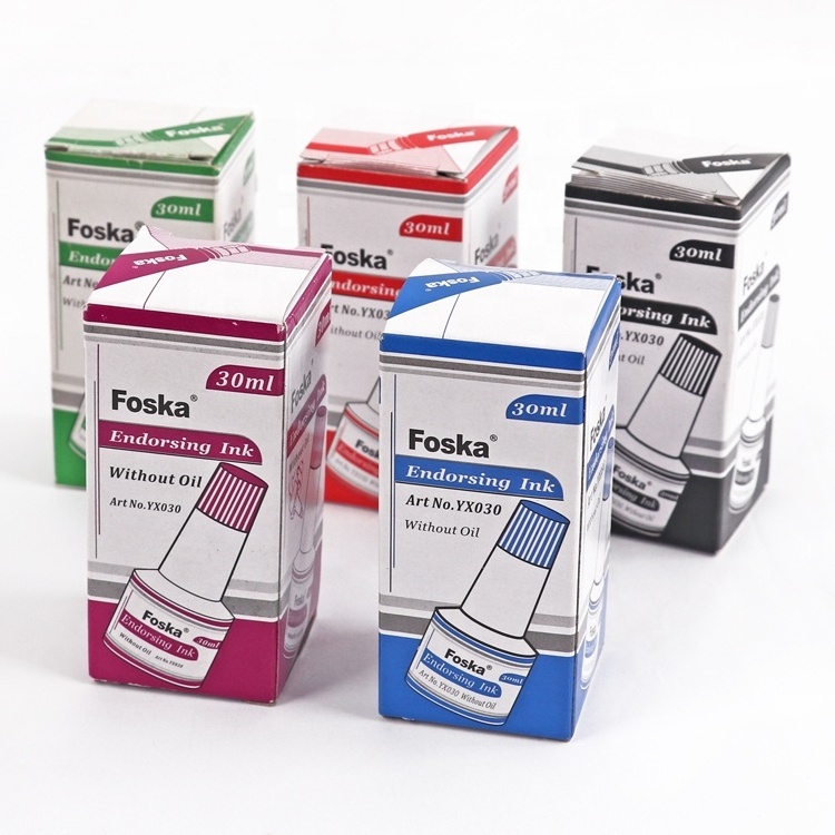 Foska Stamp Pad Ink Wholesale 30ml Bottle Office Stationery  Endorsing Ink for Refilling Stamp Pad