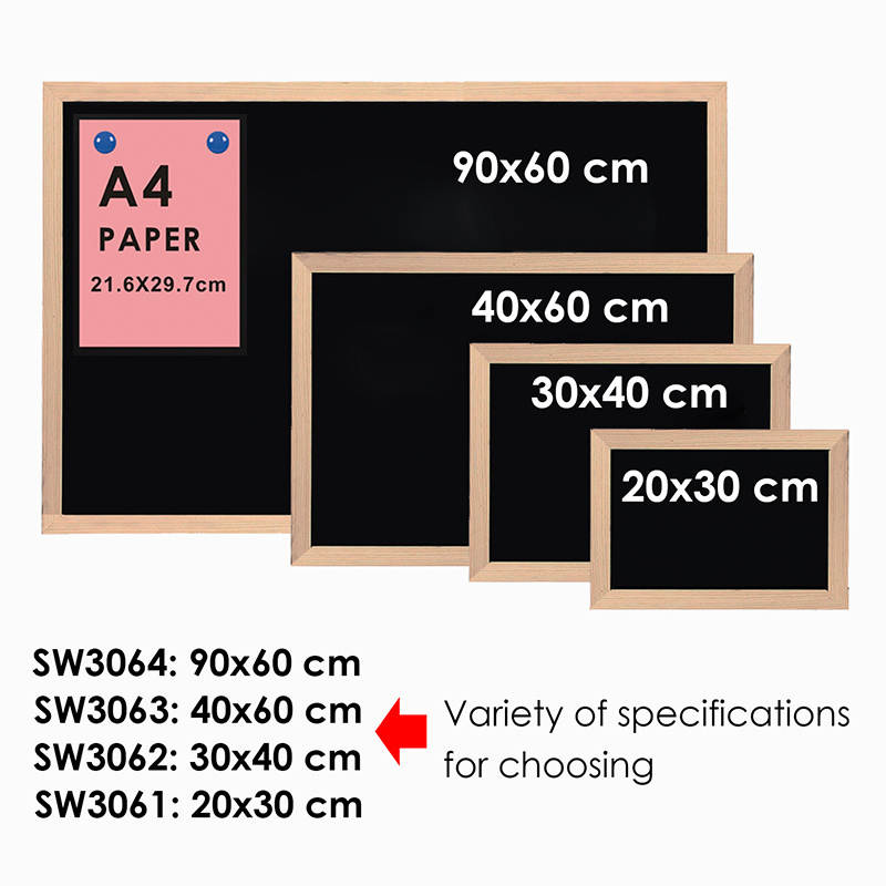 Foska Office Good Quality Wood Framed Magnetic Writing Black Board Notice Cork Board Cork Bulletin Board