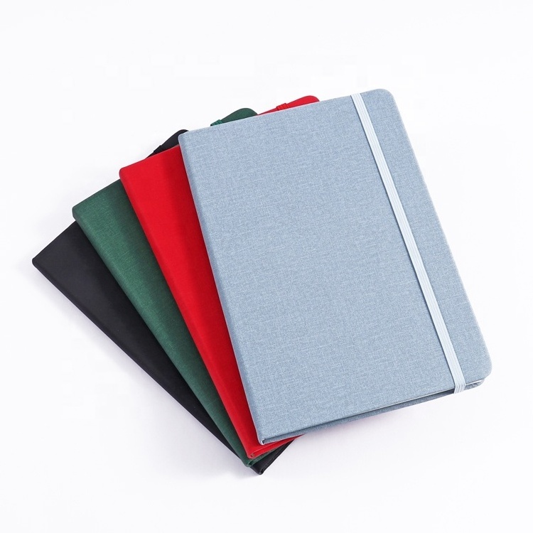 FOSKA Branded Note book Customised Blue Black Green Red Textured Blank A5 PU Leather Hard Cover Notebooks for Elastic Band