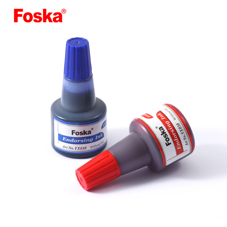 Foska Wholesales 30ml Red Purple Green Black Blue Refill Ink Bottle Packing Flash Stamp Self Inking Fabric White Flash Stamp ink