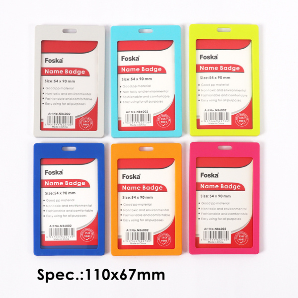 Foska Hot Sale PP Vertical Style Plastic ID Card Badge Holder employee badge Work Card holder