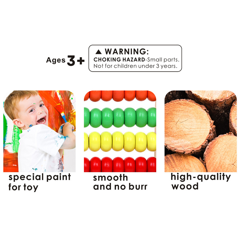 Foska Colorful Kids Calculation Wooden Educational Toy Counting Frame Puzzled counting frame abacus