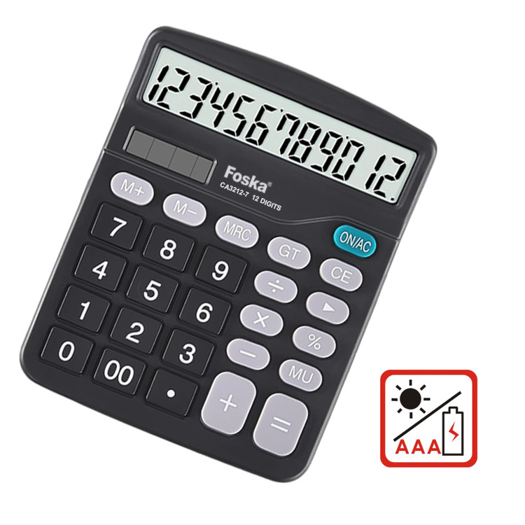 Foska hot sale 12-digit Screen Display General Purpose Dual Power Supply Office School Calculator with high quality