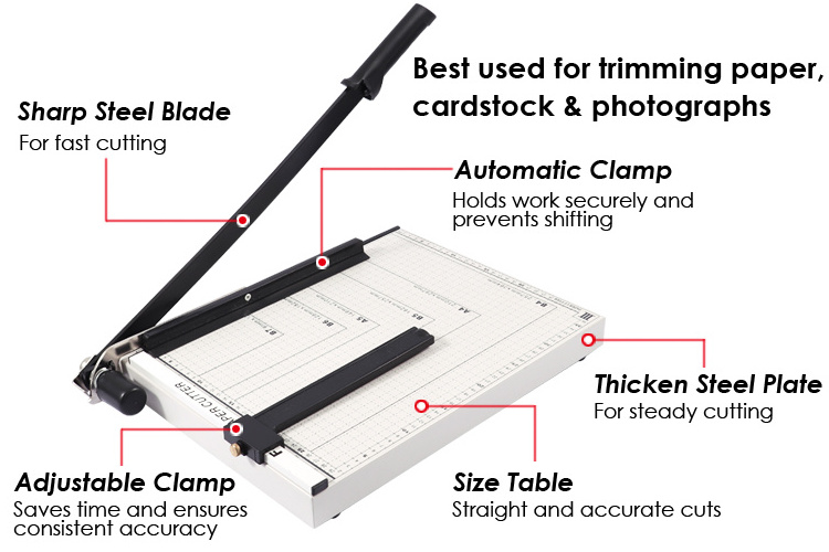 Paper Trimmer Cutter High Quality Office Paper Cutter Adjustable Guide B4 Manual Paper Cutter for Cutting 80 Grams of 15 Sheets