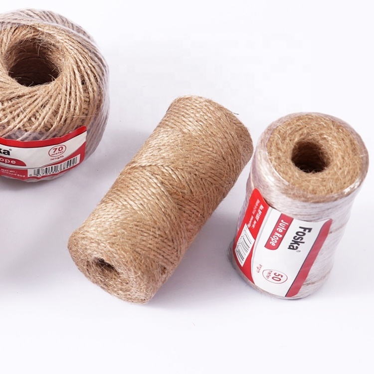 Foska China 100% Natural Hemp String Eco-friendly Round Raw Hemp Rope Jute  Rope for Gift Wrapping String