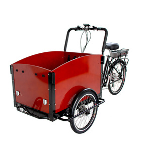 Factory Cheap Price Family Electric Cargo Tricycle  250W Motor Strong Steel  Frame 3 Wheels Cargo Bikes Front Cart