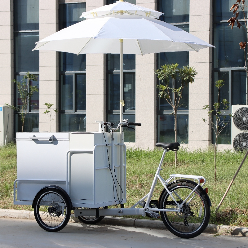 Mobile three wheel electric ice cream cargo bike bicycle cart for sale