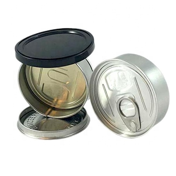 Round self-seal pop top cali tin can tobacco herb metal ring pull tab press tins peel off lid