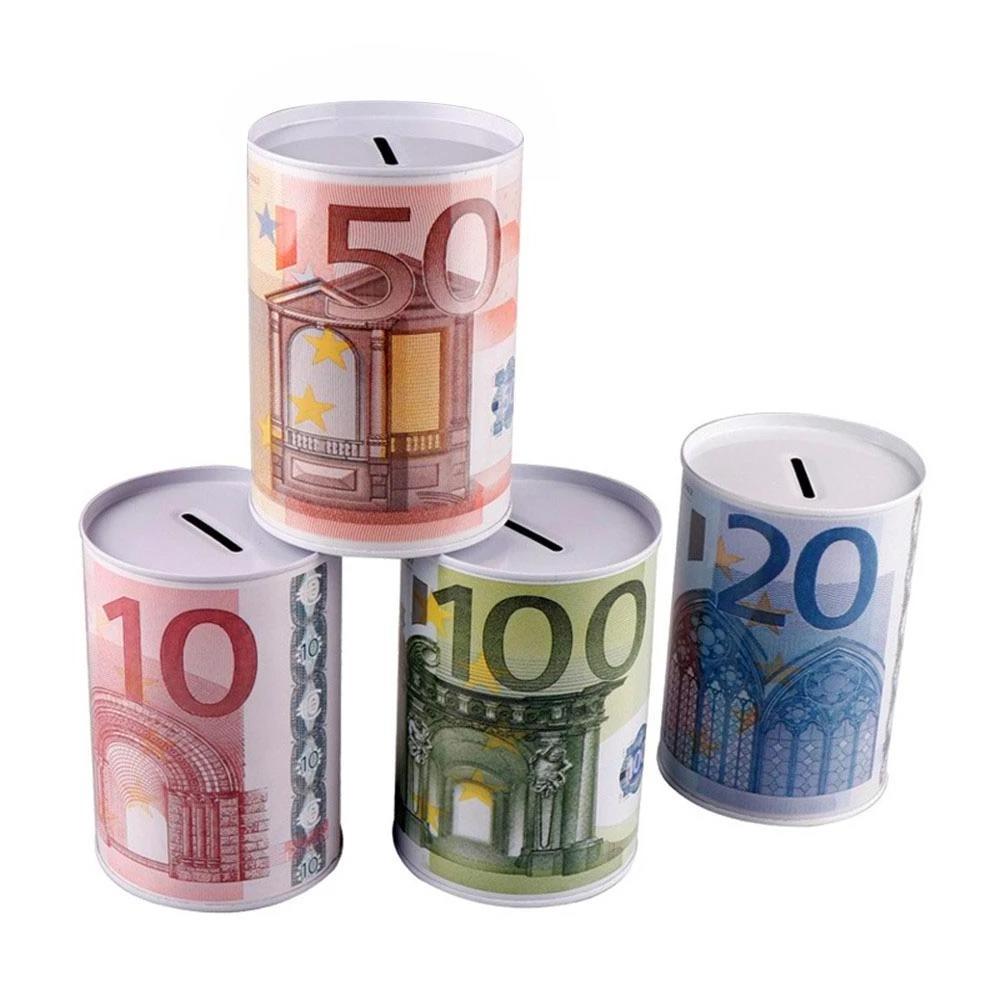 Customized metal cylinder dollar bill tin can money collection saving tin box with coin slot