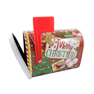 Christmas promotional mailbox shaped tin box