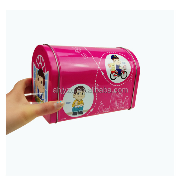 Christmas promotional mailbox shaped tin box