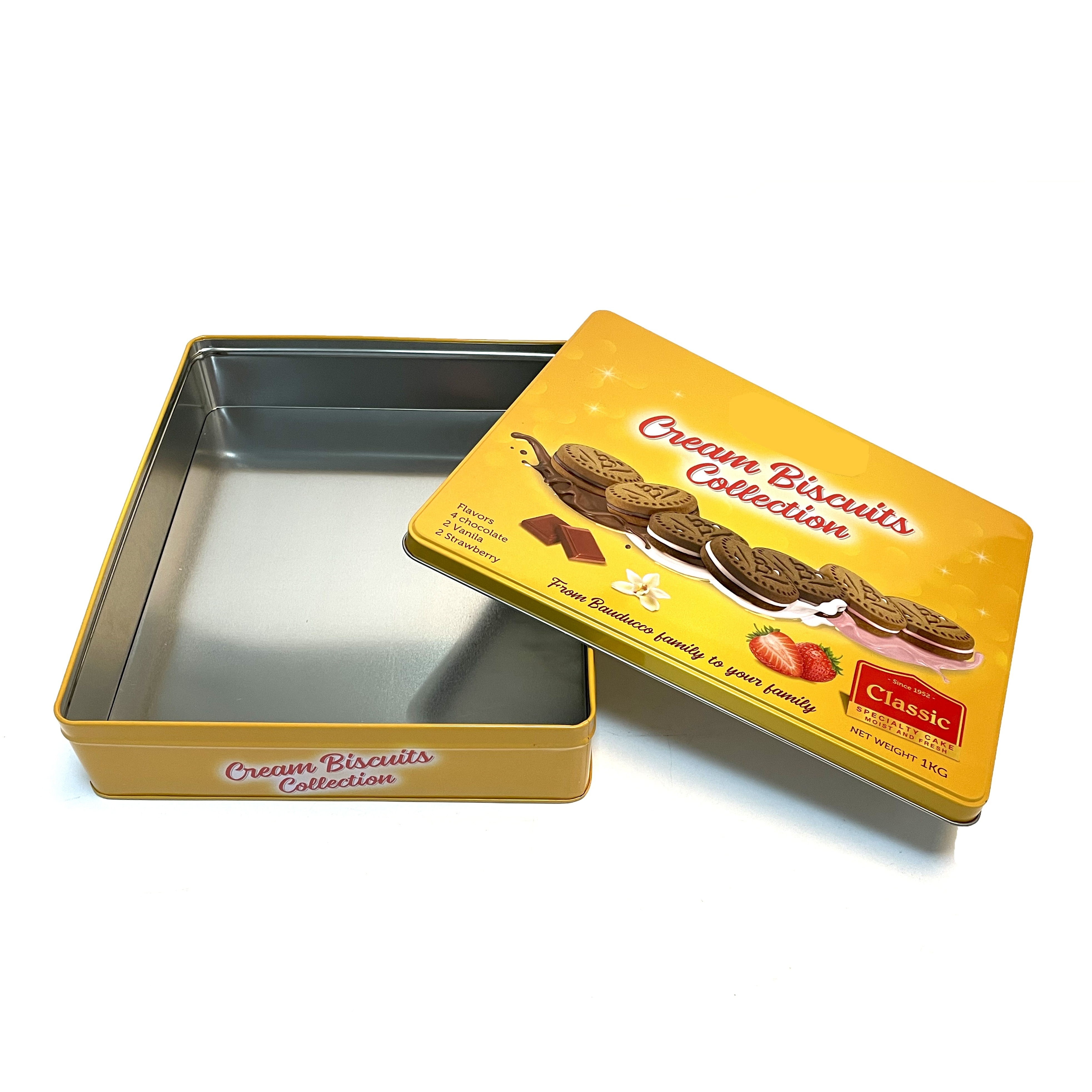 large rectangular cookie metal tin box packaging tin container