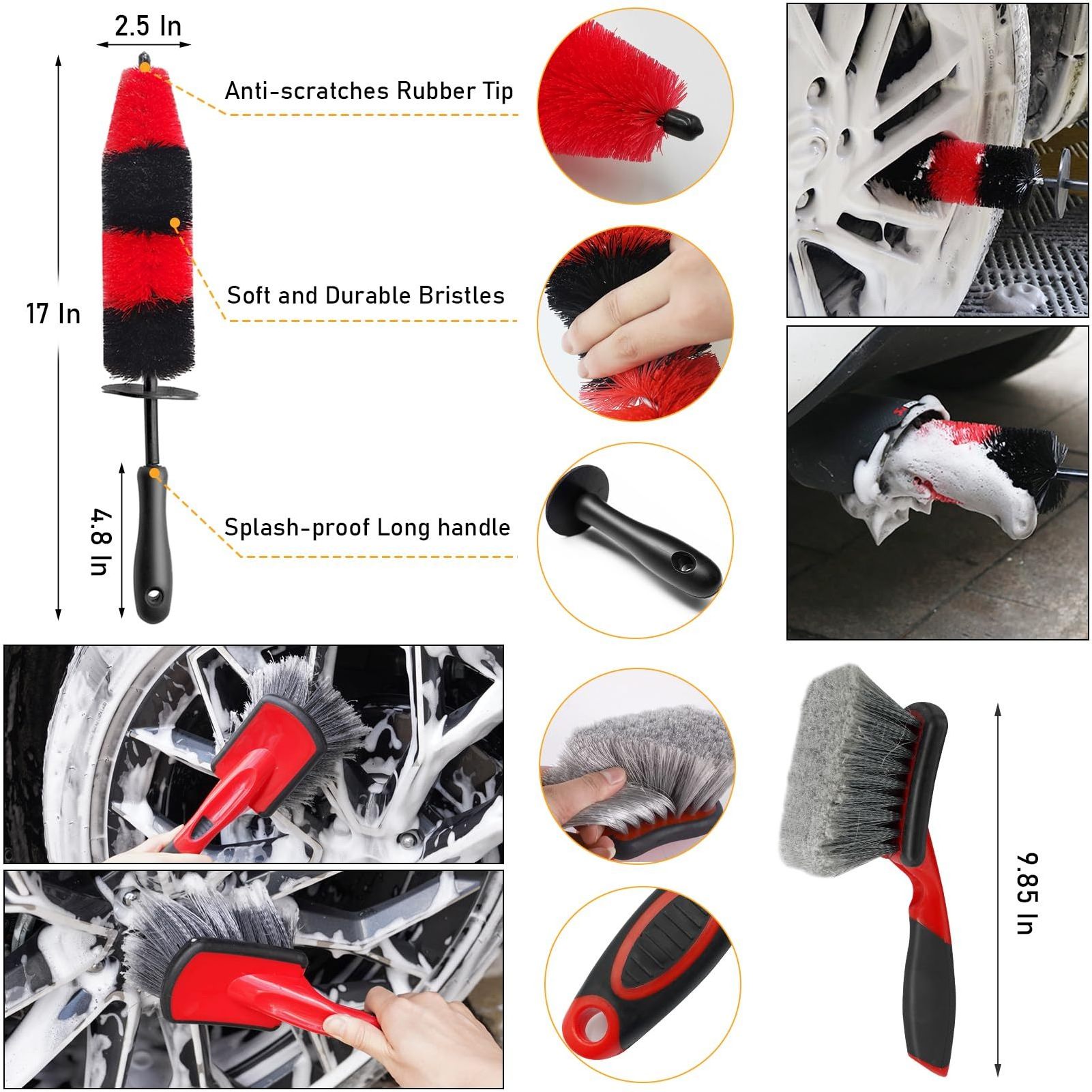 Household 48PCS Interior Car Care Cleaning Detailing Wheel  Brush Products Kit